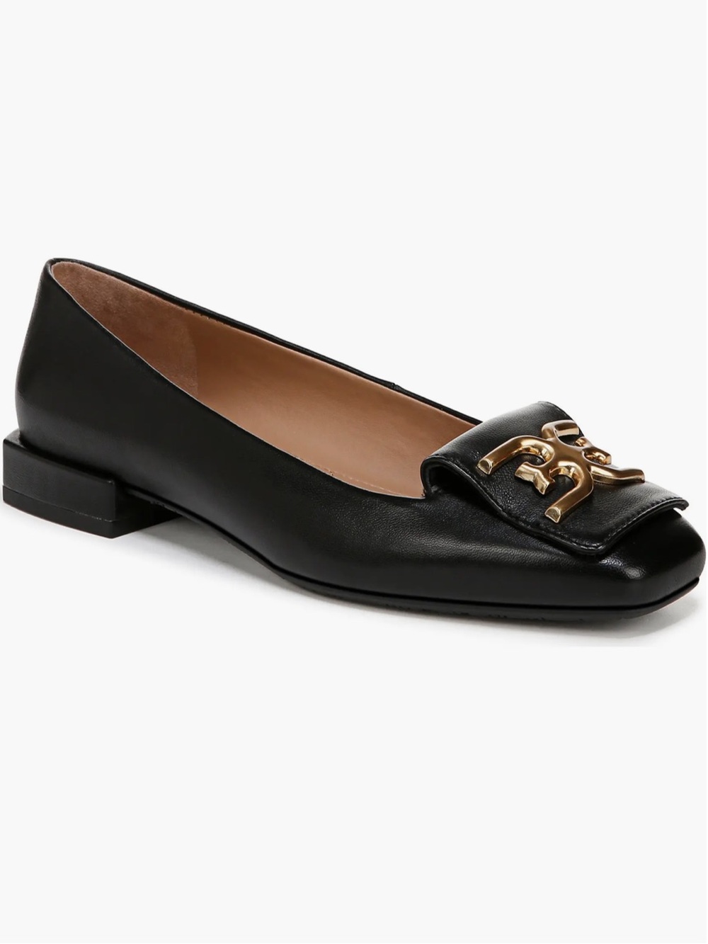 Sam Edelman Black Leather Loafers with Gold Accent
